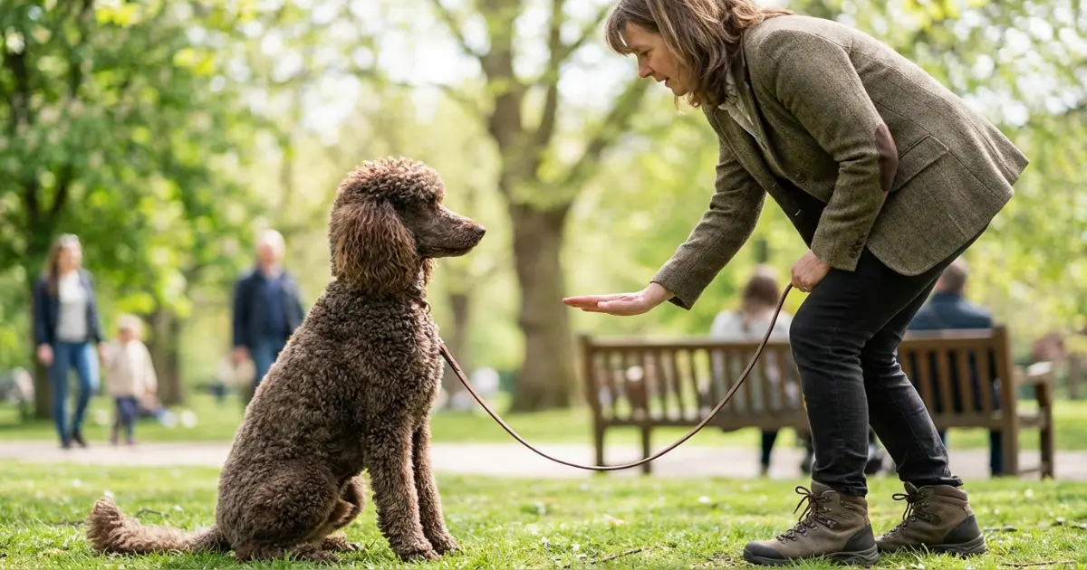standard poodle training session demonstrating poodle intelligence and trainability