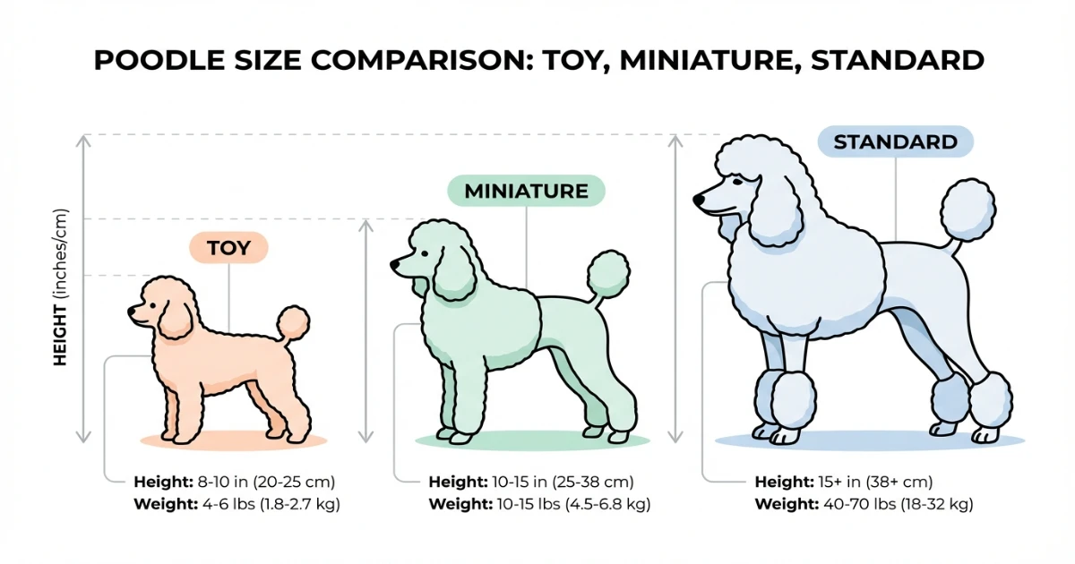 toy miniature standard poodle size comparison chart