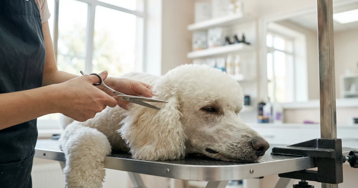 poodle grooming process brushing and trimming curly coat