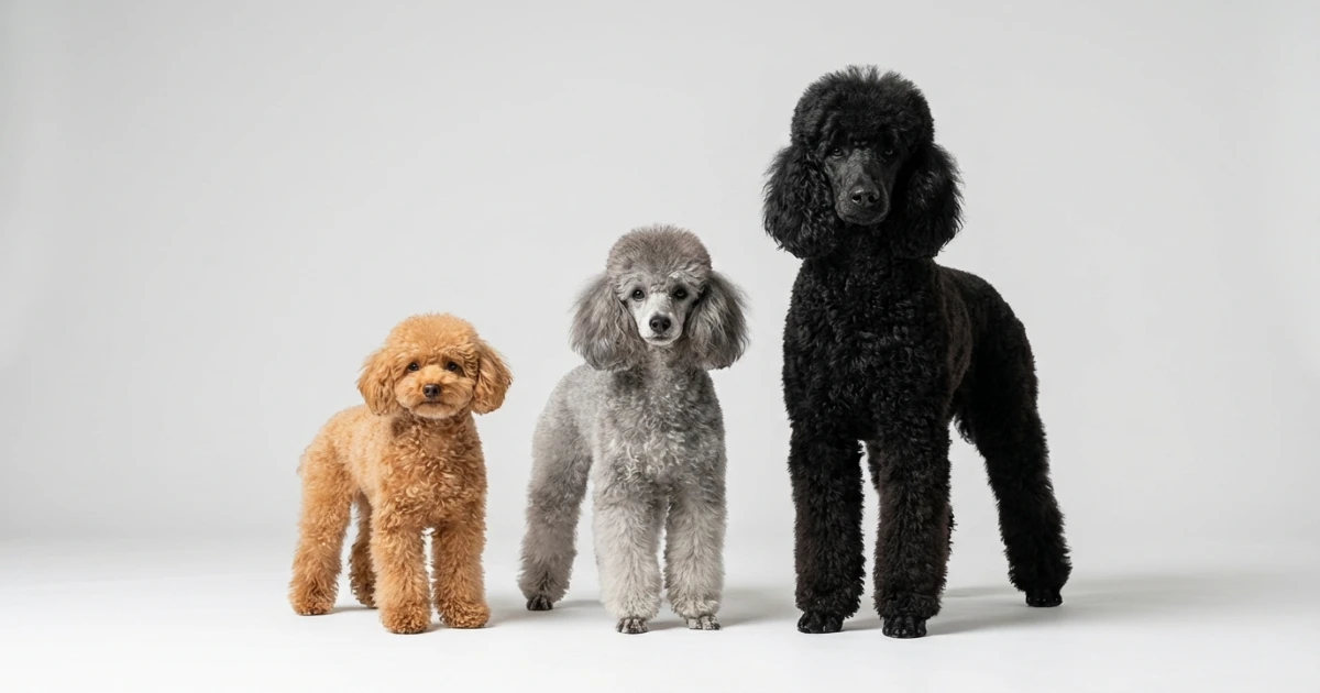 toy miniature and standard poodle size chart infographic
