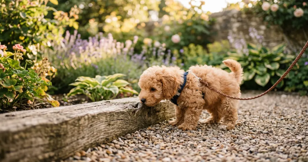 Standard Poodle running on a shaded forest trail showcasing ideal aerobic exercise