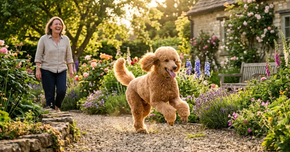 Poodle with dull, thinning coat often seen in poodle hypothyroidism
