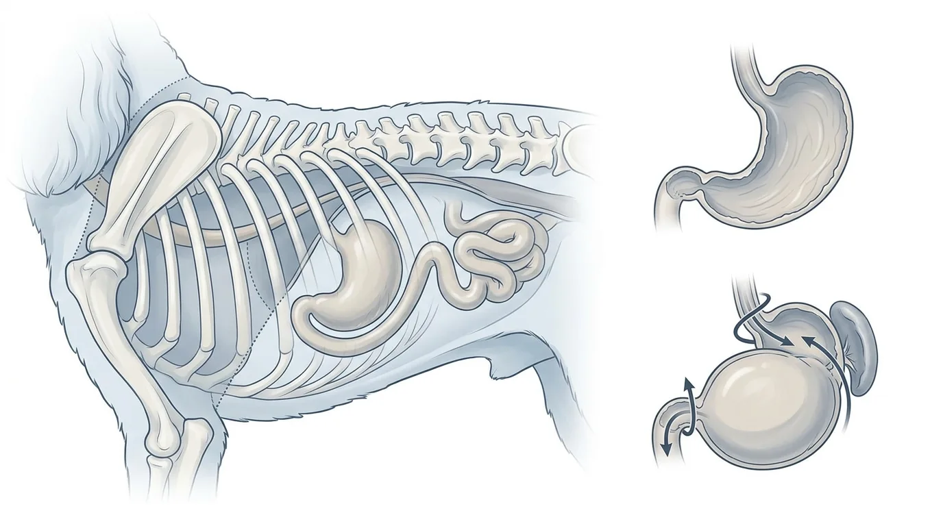 Veterinary team preparing a Standard Poodle for emergency GDV surgery after bloat diagnosis