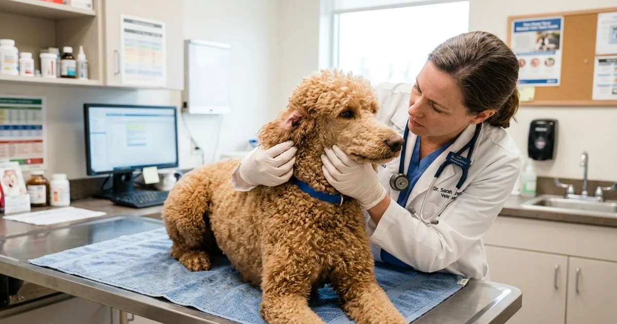 Freshly bathed poodle with clean coat showing no odor