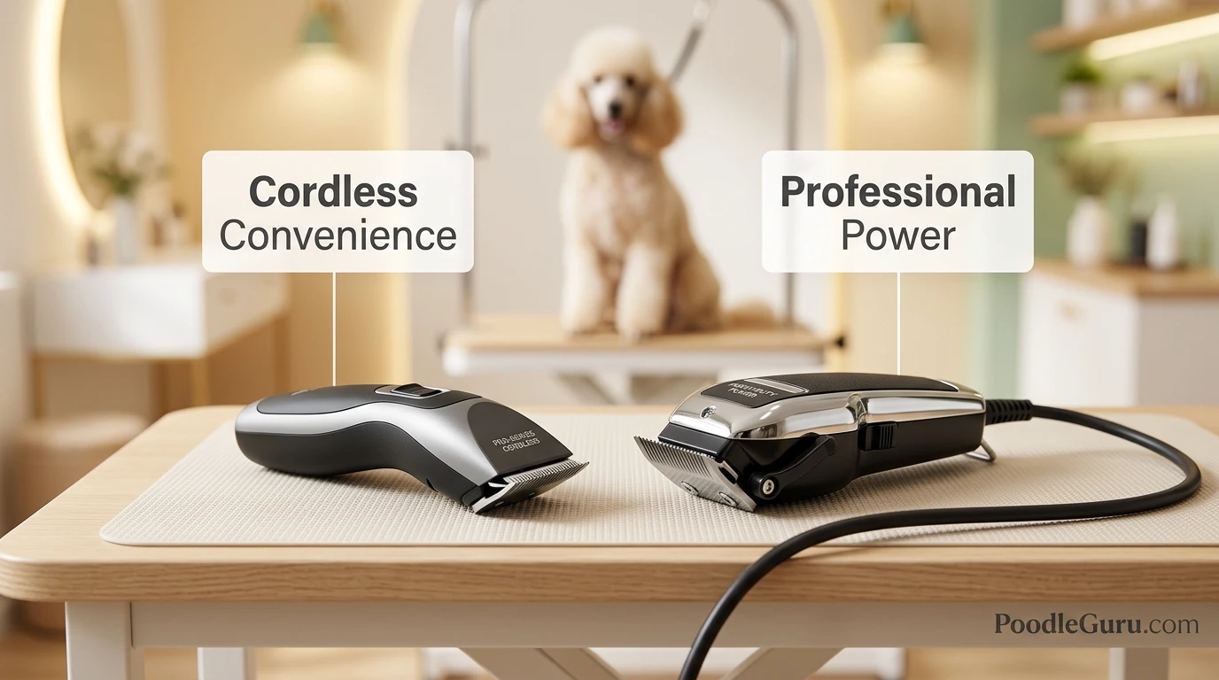Wahl Arco cordless clipper and Andis AGC Super 2-Speed side by side for poodle grooming comparison