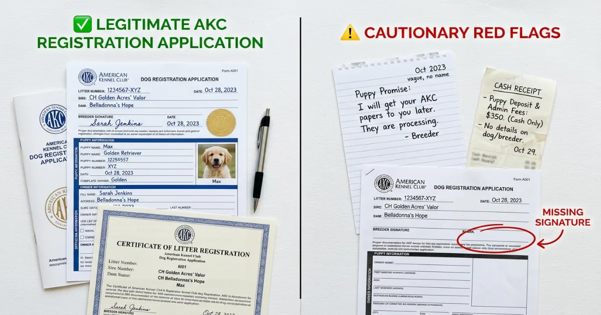 Adult silver Poodle with AKC registration certificate highlighting color section