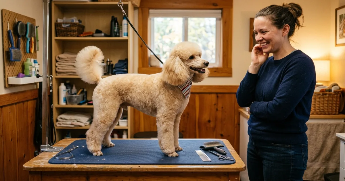 Clipping a Standard Poodle at home following a step-by-step grooming guide