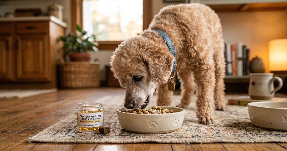 Three bowls representing puppy adult senior poodle feeding guide by life stage nutrition