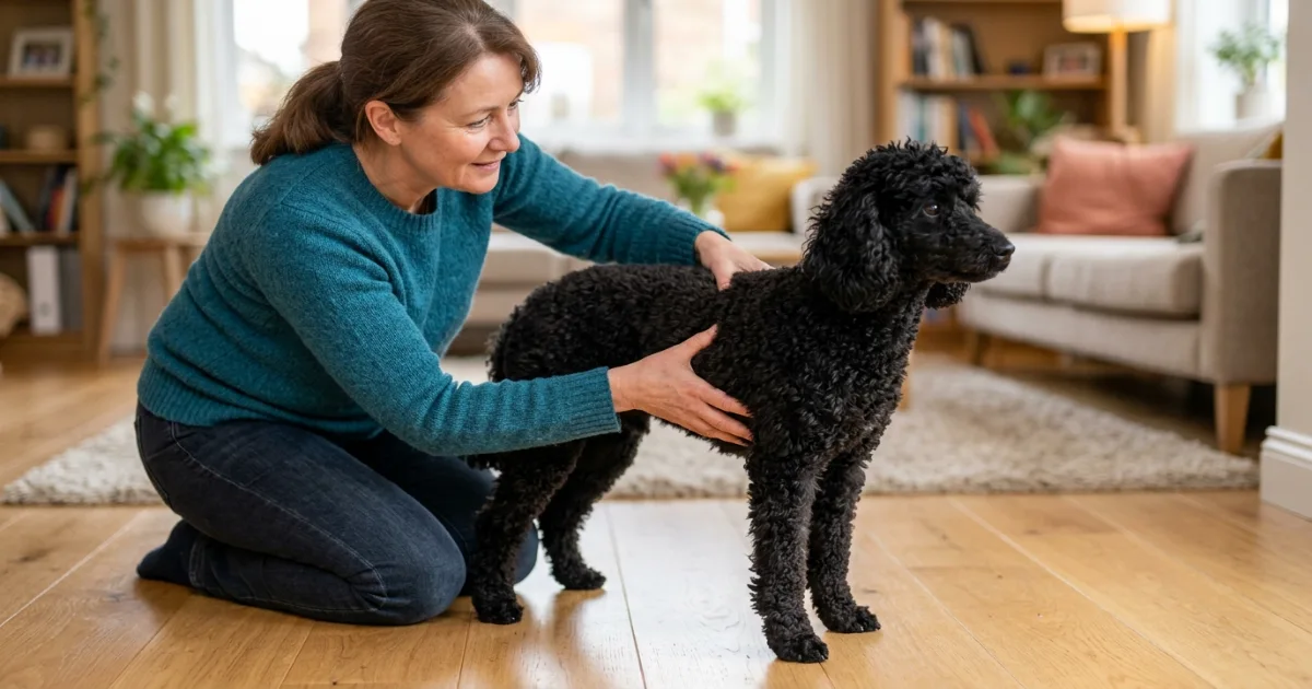 Three poodles at different life stages puppy adult senior showing healthy body condition