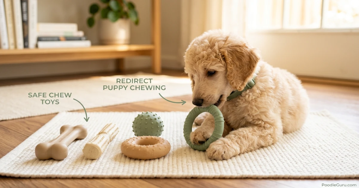 Safe chew toys for poodle puppies used when puppy-proofing a home