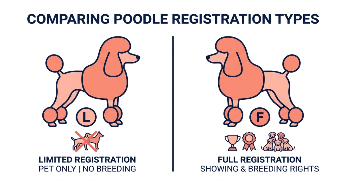 Screenshot of AKC online registration portal with Poodle details being entered