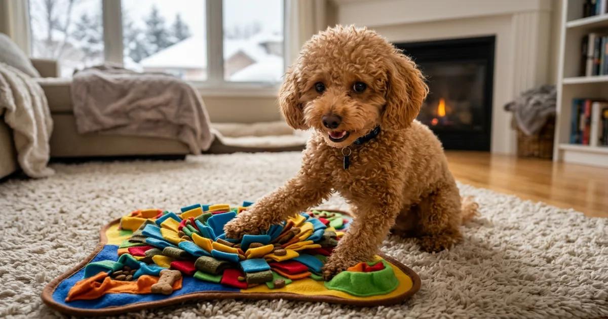 Poodle coat structure compared to double-coated breed in cold weather