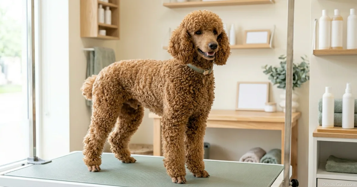 adult Poodle curly coat after puppy coat transition is complete