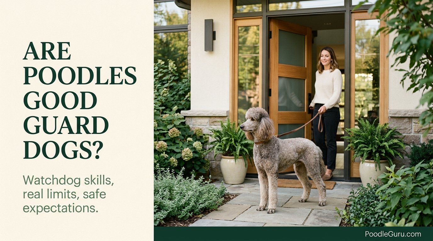 Are poodles good guard dogs honest breed guide with alert Standard Poodle at home entryway