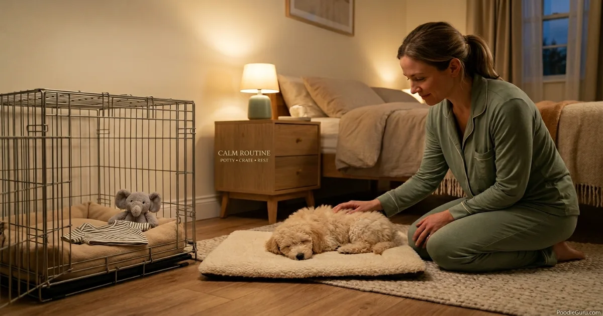 Calming bedtime routine to stop poodle puppy crying at night