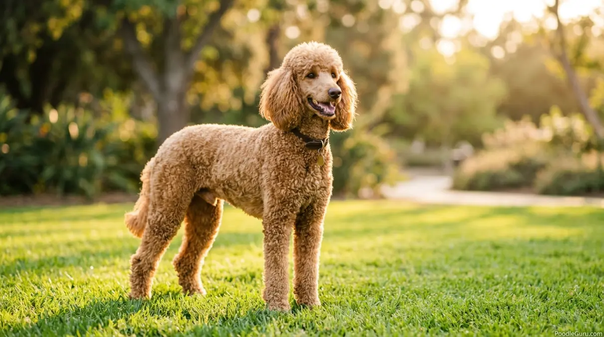 Healthy well-groomed poodle with clean ears after consistent preventive care