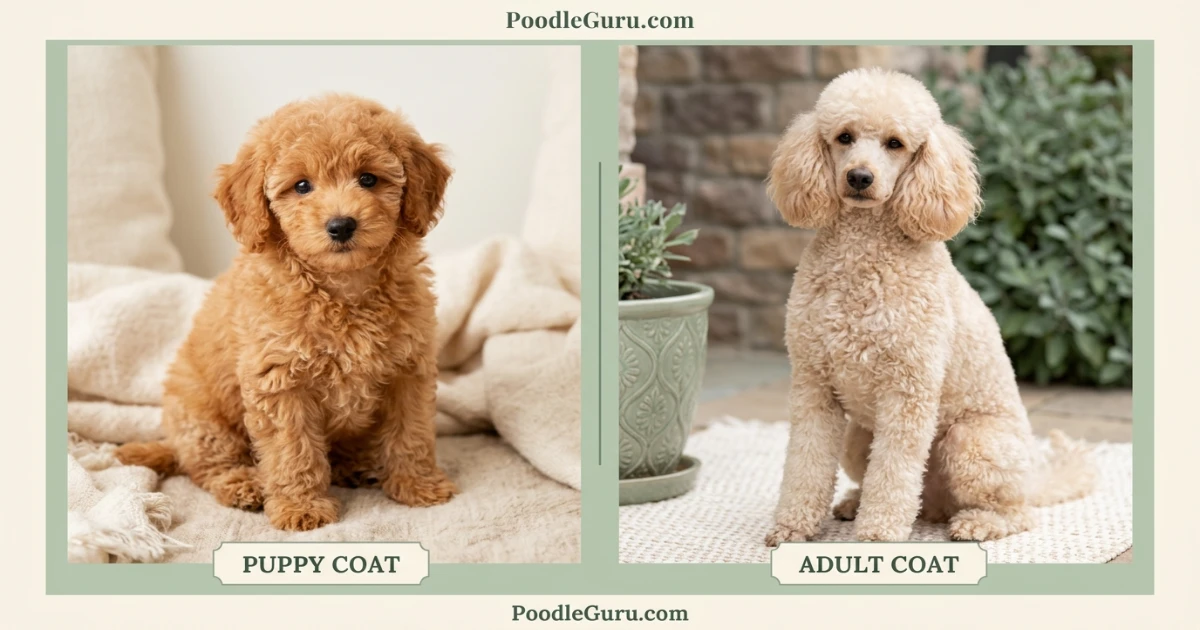 Poodle puppy coat and adult coat color change comparison