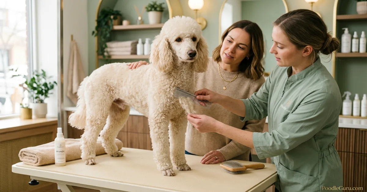 Poodle dematting cost guide with small mats and grooming tools