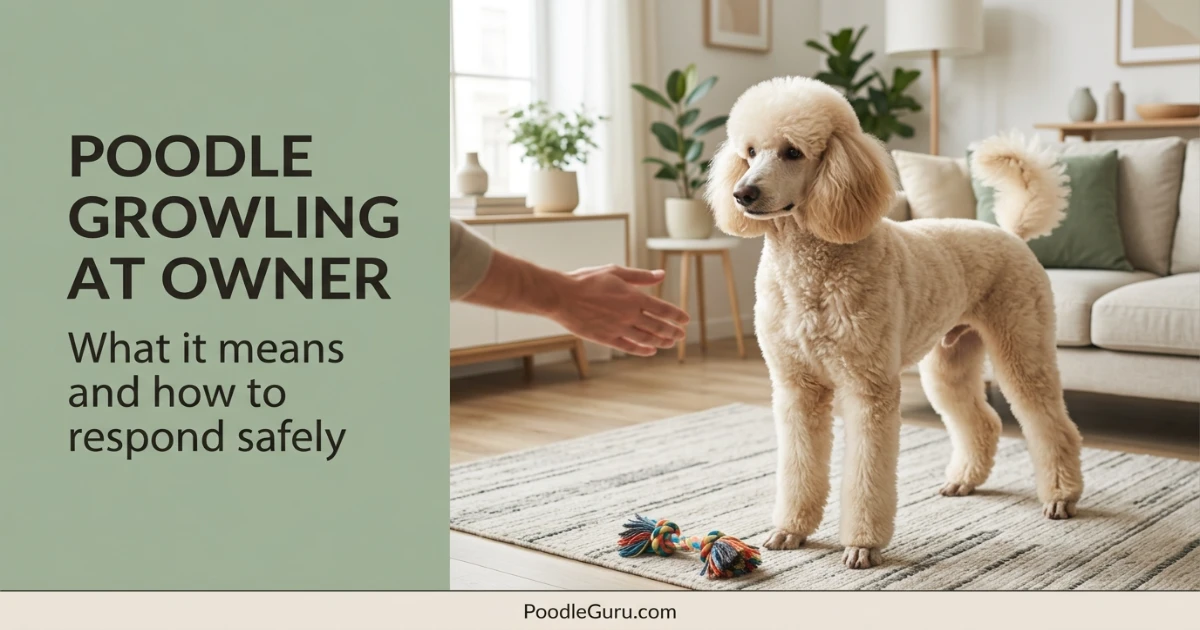 Standard Poodle showing subtle body language during a potential growling moment