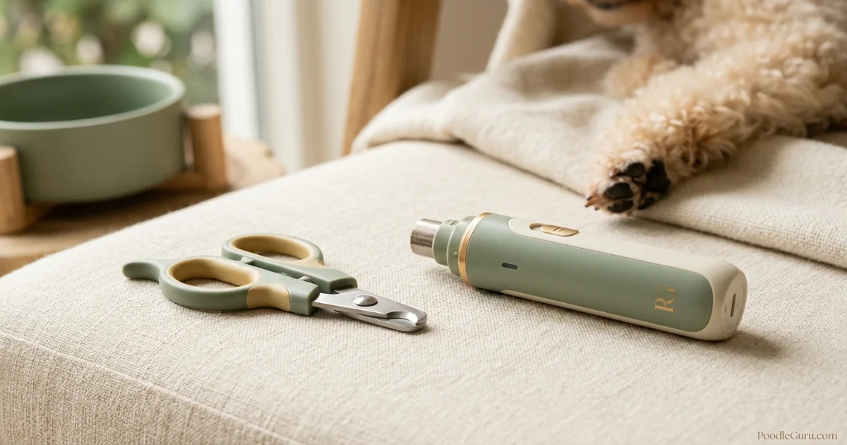Poodle nail dremel vs clipper tools side by side for home grooming