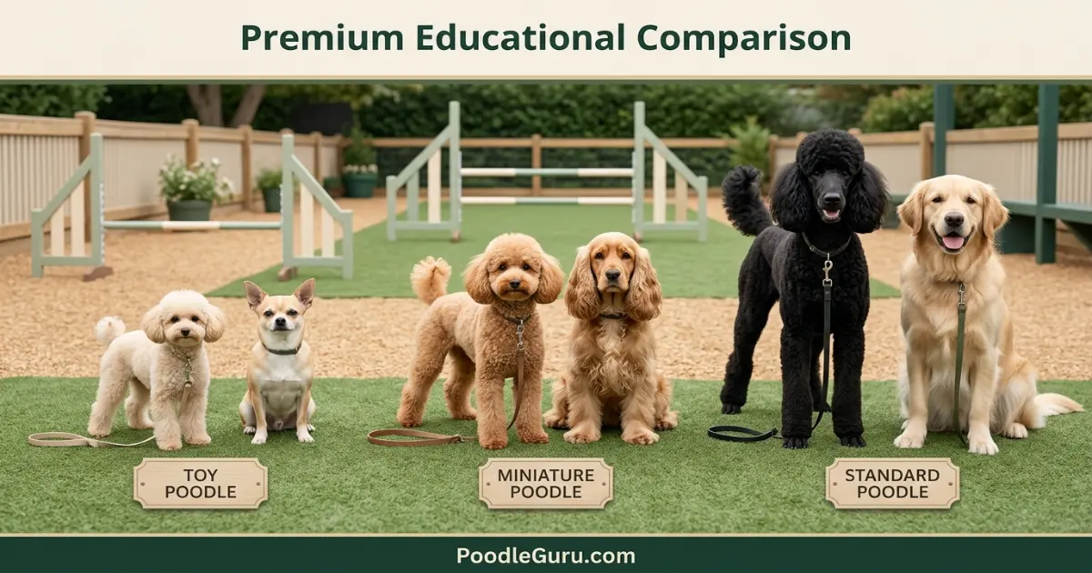 Toy Miniature and Standard Poodle size differences during safe dog socialization