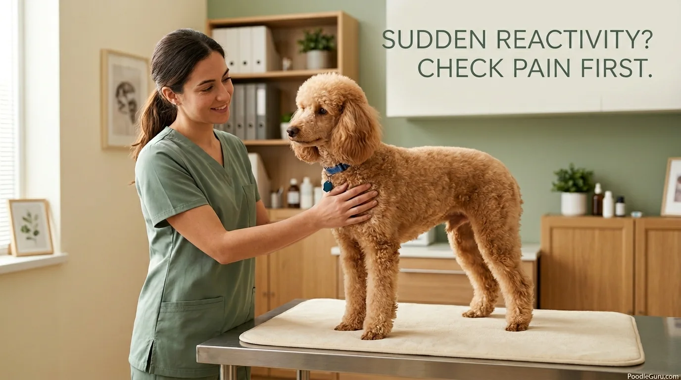 Can poodles be aggressive suddenly due to pain or illness during a vet checkup