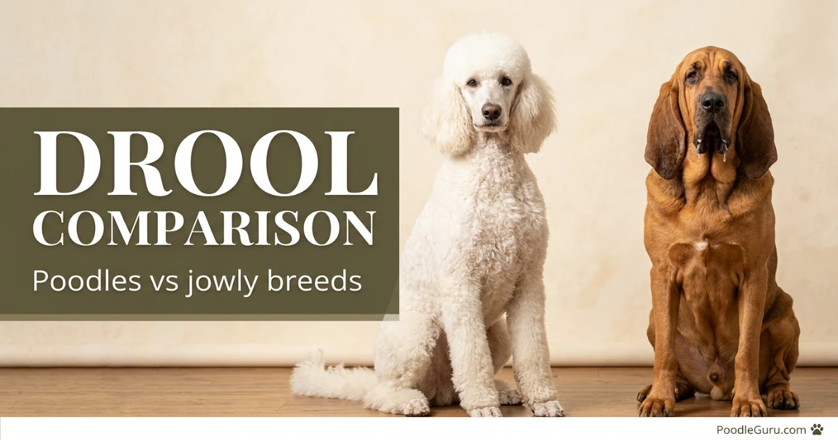 Side-by-side comparison of a dry-mouthed Poodle and a drooling Bloodhound
