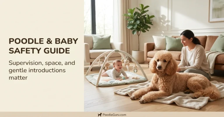 Poodle with babies and toddlers
