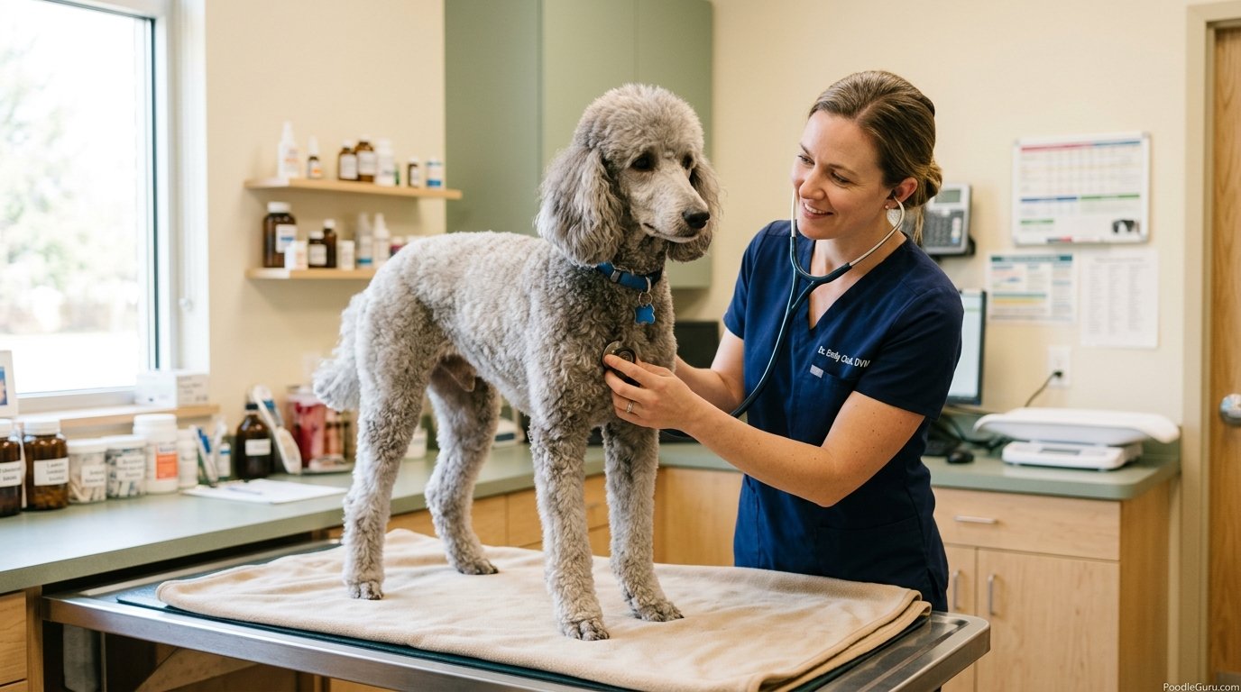 Standard Poodle vet check for sudden poodle whining
