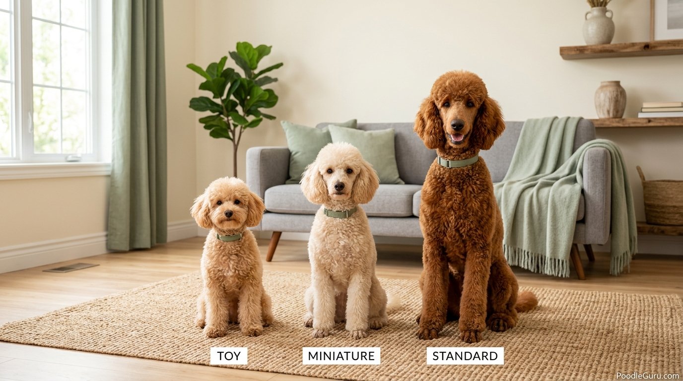 Toy Miniature and Standard Poodle size comparison for do poodles need a yard guide