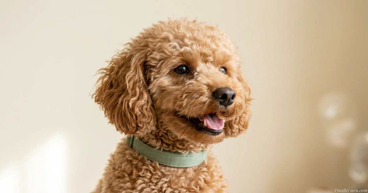 Close-up of a toy poodle with mouth slightly open, relevant to poodle coughing sounds