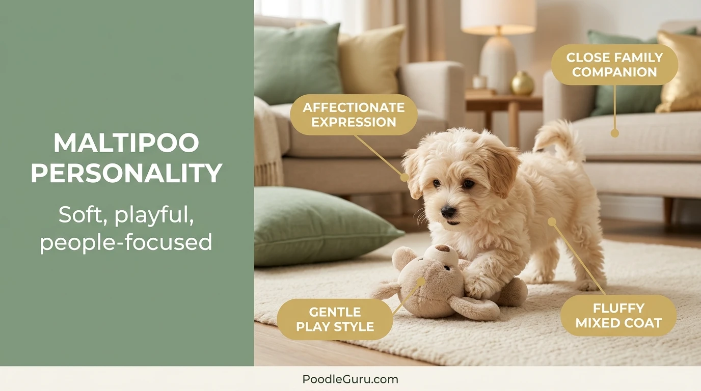 A calm Toy Poodle resting its head on a cushion in soft natural light