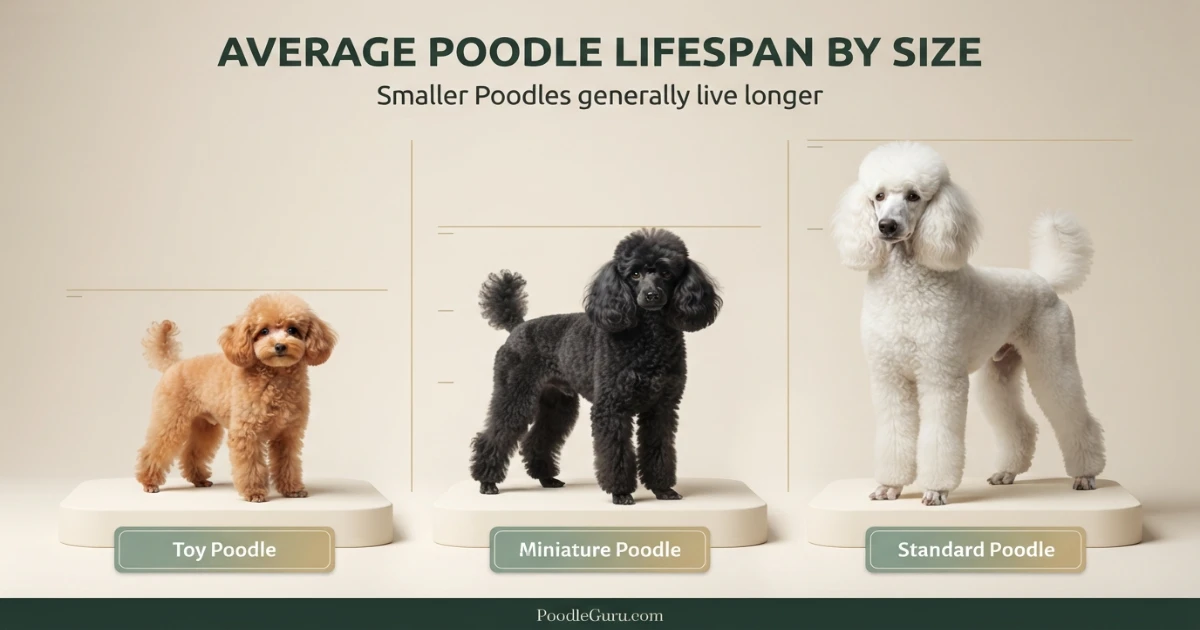 Poodle lifespan comparison for Toy, Miniature and Standard Poodles