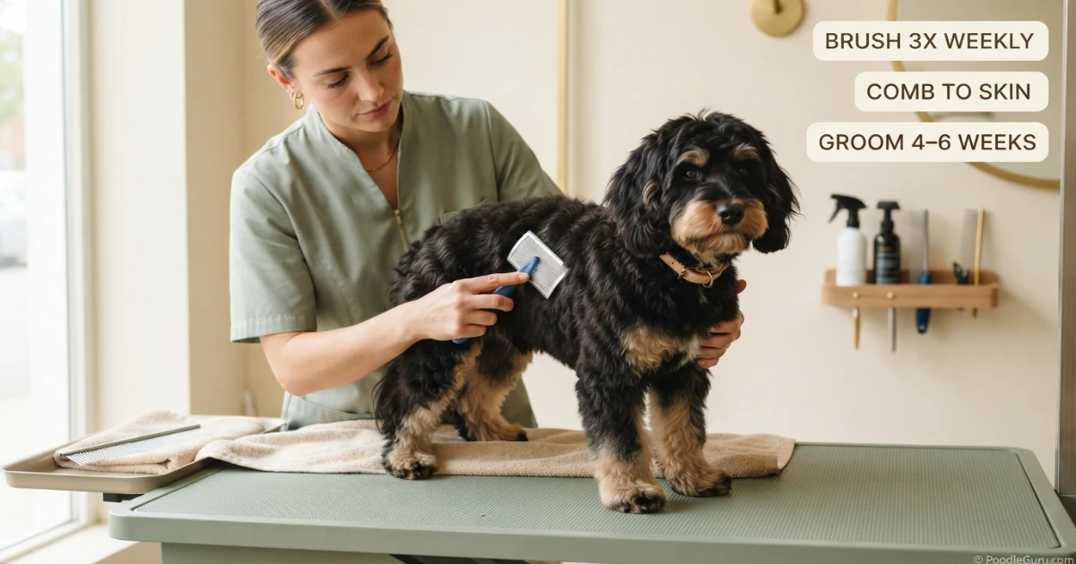Standard Poodle Rottle and Rottweiler side-by-side size comparison