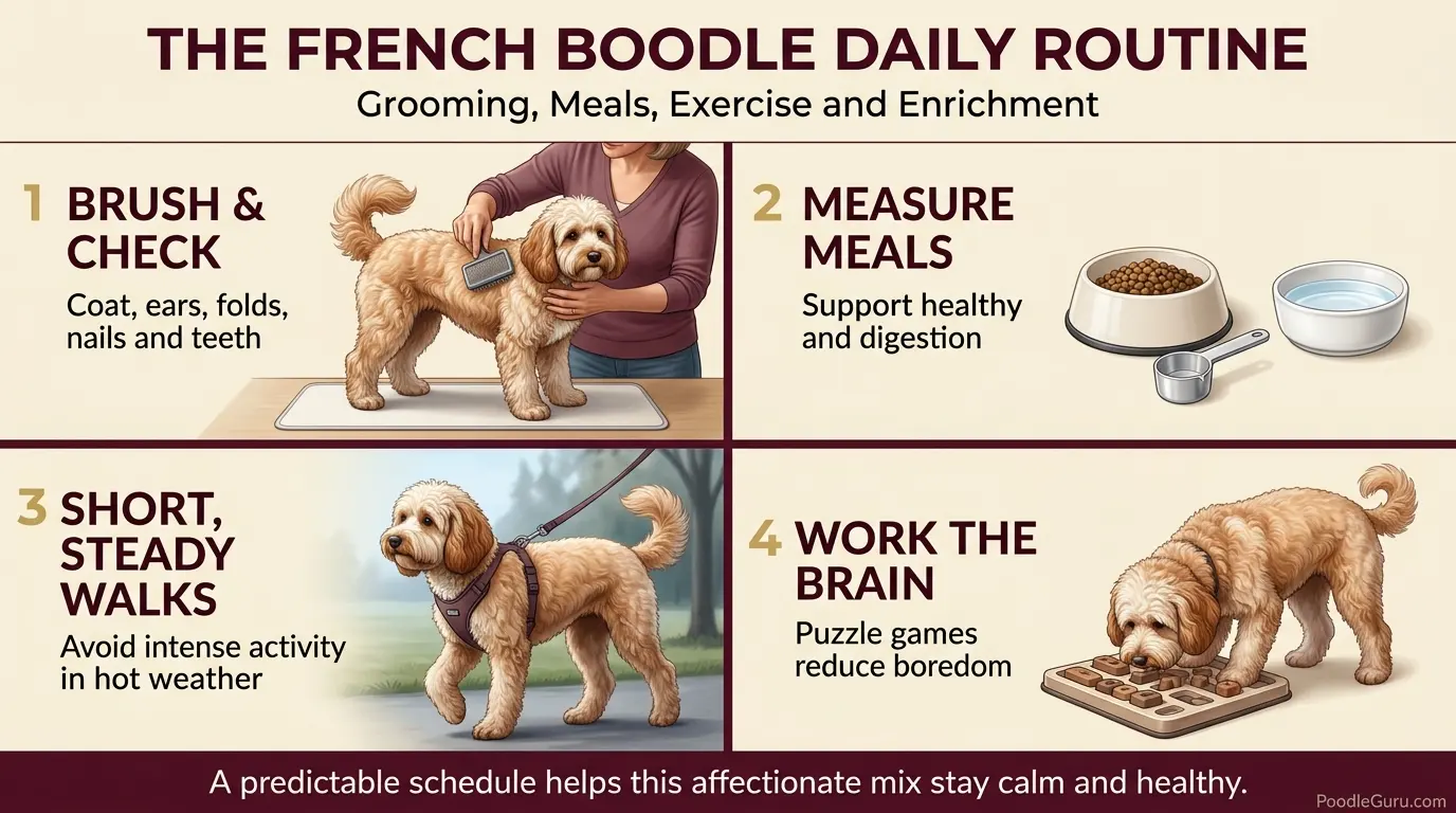 Frenchie Mix with Poodle daily care routine