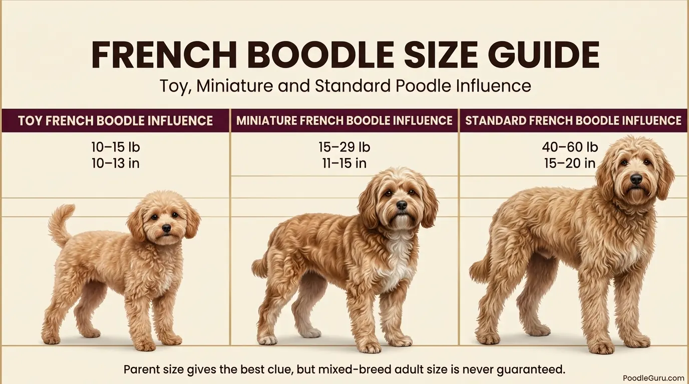 Frenchie Mix with Poodle size comparison