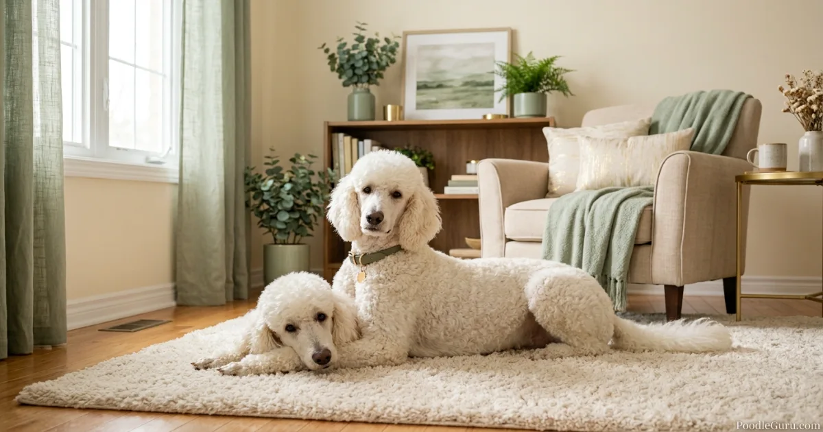 Healthy poodle with shiny coat after successful hypoallergenic diet trial