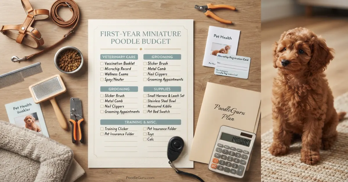 Miniature Poodle first-year cost checklist for food veterinary care grooming and supplies