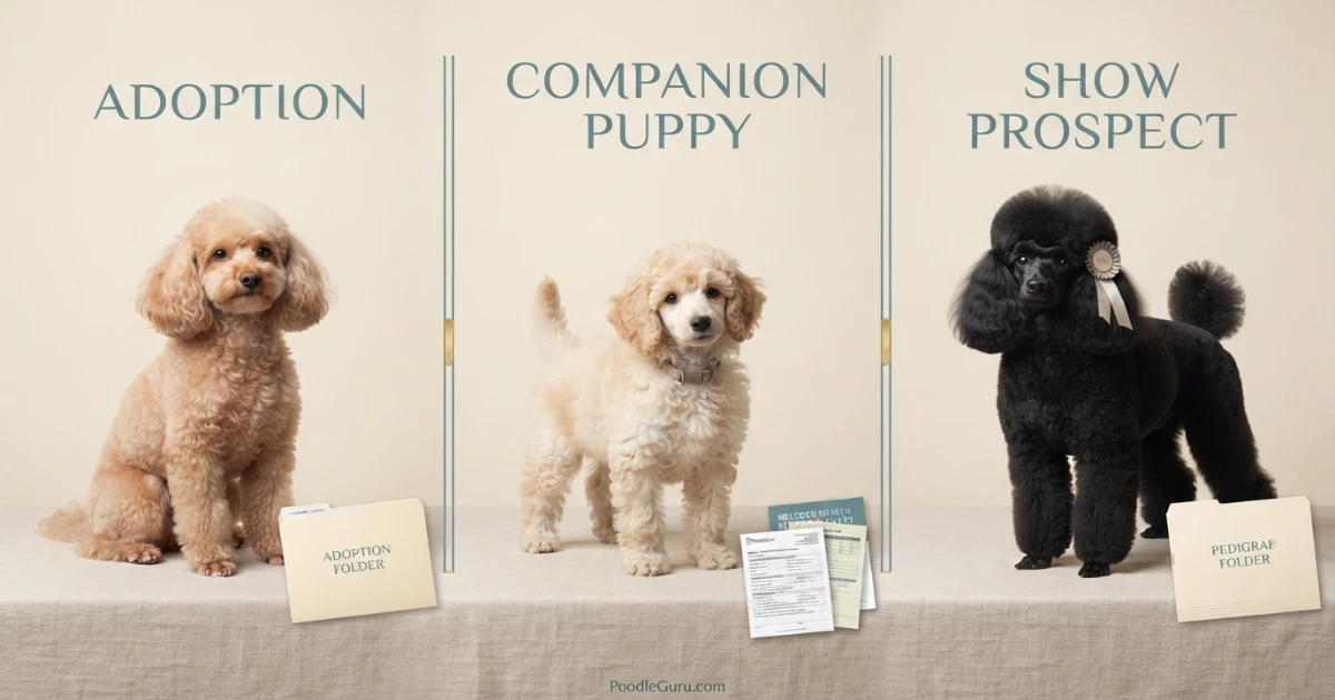 Miniature Poodle price tiers from adoption to companion and show lines