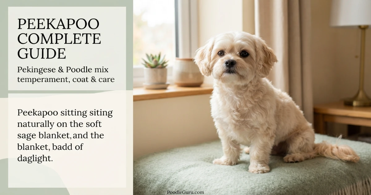Peekapoo complete guide with cream Pekingese Poodle mix portrait