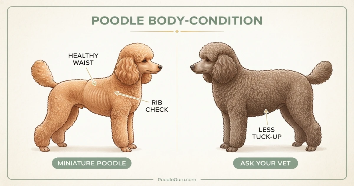 Healthy versus overweight Poodle body condition comparison
