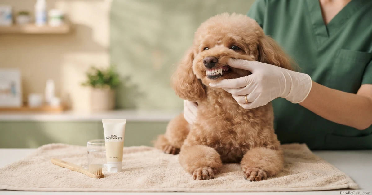 Poodle dental care cost with clean teeth dog toothbrush and dog-safe toothpaste