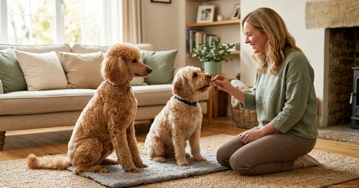 Poodle vs Cockapoo temperament comparison during a calm family training session