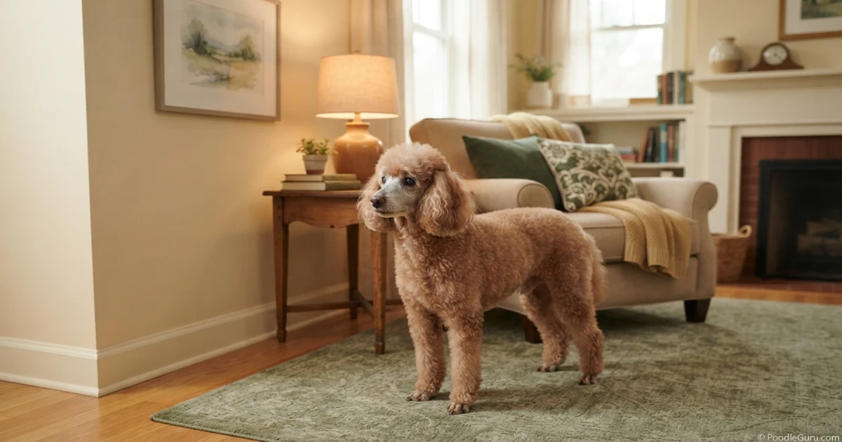 Toy Poodle showing disorientation as a possible poodle dementia symptom