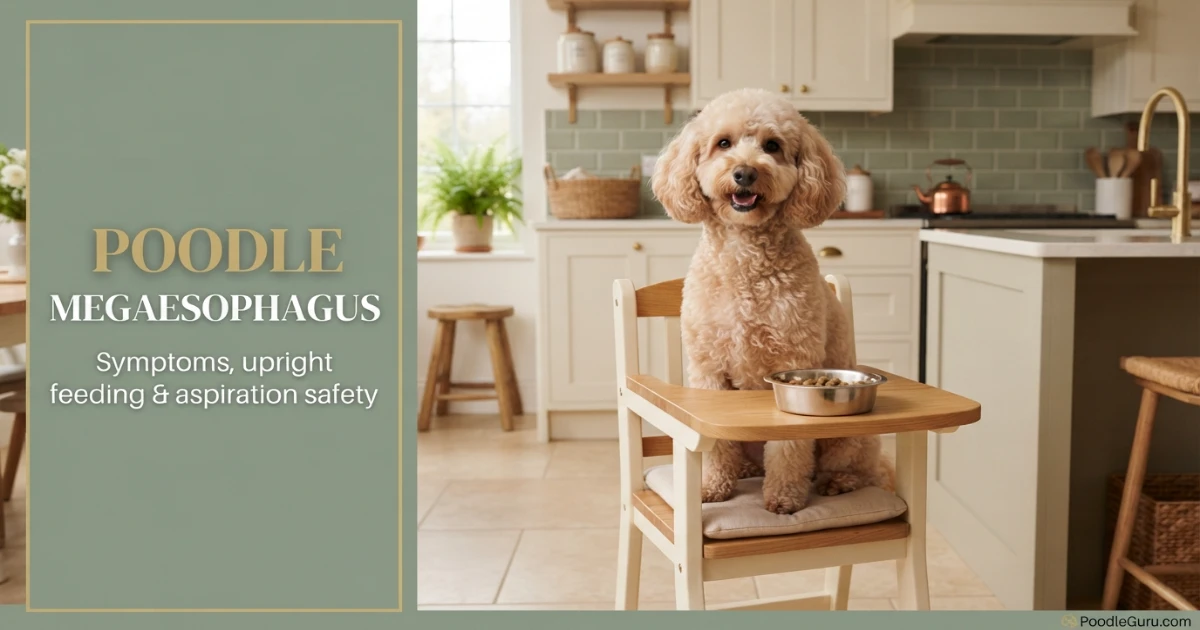 Poodle megaesophagus upright feeding with Bailey chair