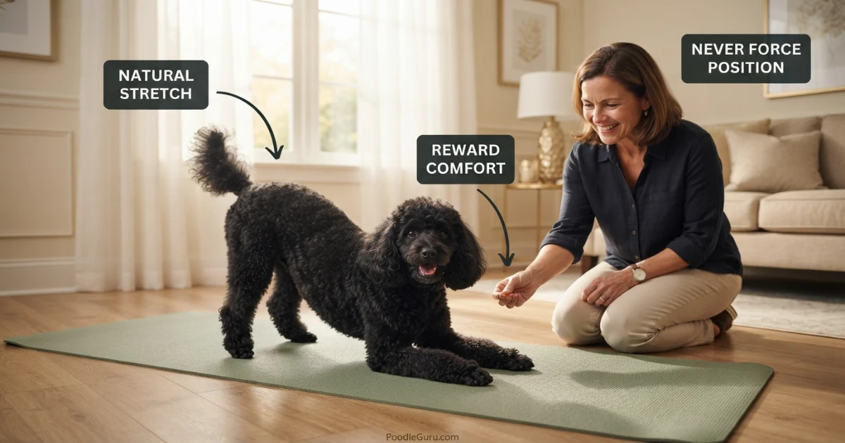Toy Poodle receiving a small reward after a precise training marker