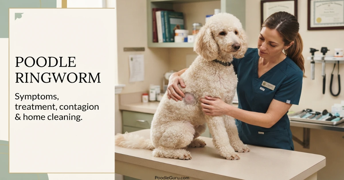 Poodle ringworm symptoms with Standard Poodle skin exam