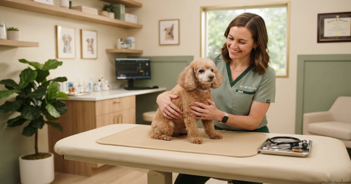 Senior Toy Poodle vet wellness check for poodle age in human years care planning