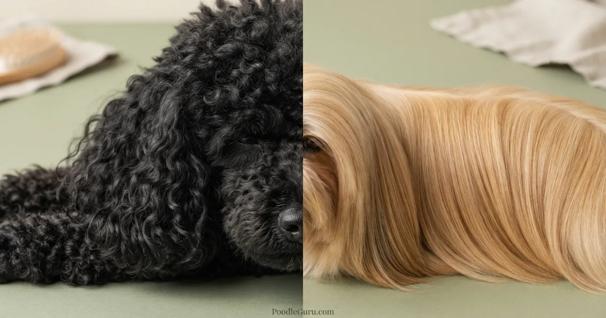 Poodle curly coat versus Shih Tzu long silky coat texture comparison