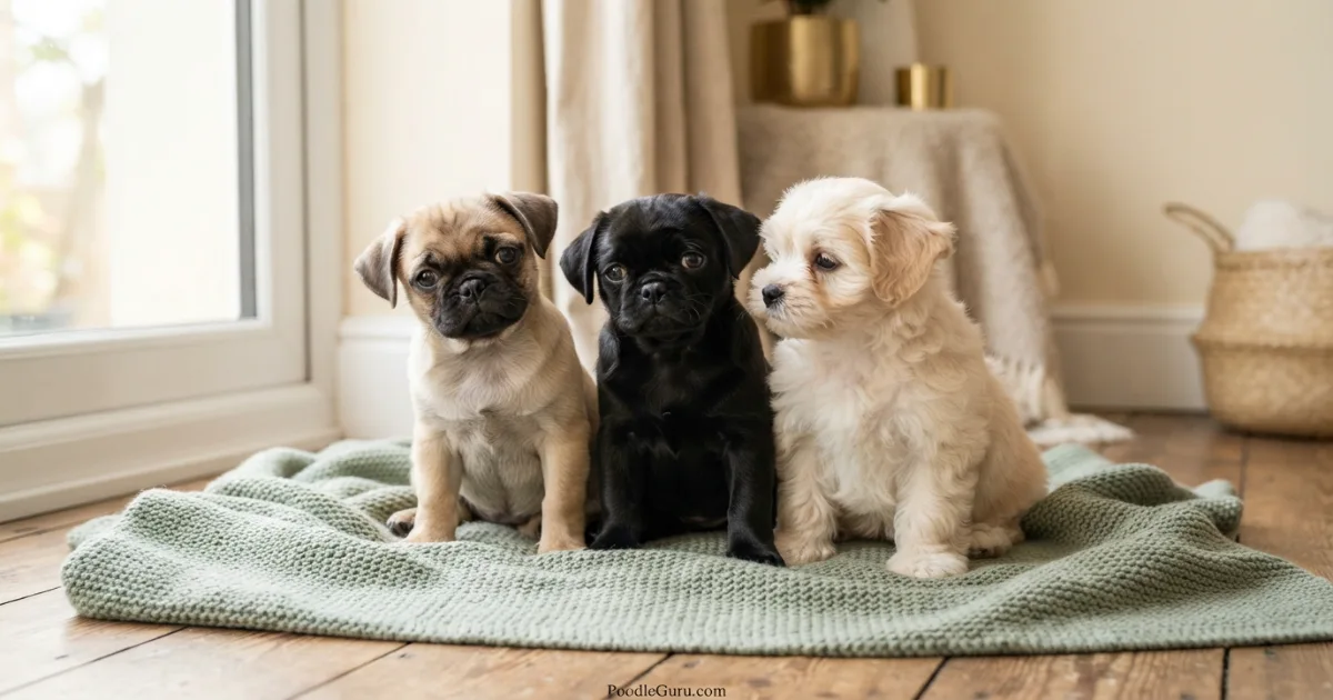 Pug and Toy Poodle side by side comparison for Pugapoo parent breeds